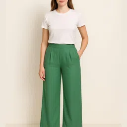 Silakaari Women Easy Wash Pleated Formal Trousers-picture-2