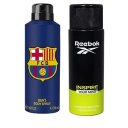 FC Barcelona Set Of 2 Black & Reebok Inspire Your Mind Deodorant - 200ml Each-52