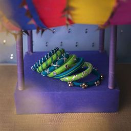 Taasha Craft Set Of 7 Threaded & Mirror Studded Bangles image 3