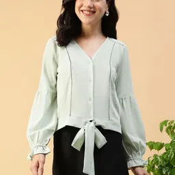 Oxolloxo Women V- Neck Puff Sleeve Top-picture-26