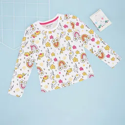 Pantaloons Junior Girls Floral Printed Round Neck Cotton T-shirt-37