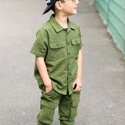 Cherry Crumble Boys Checked Top with Pyjamas-image-81