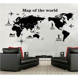 Oren Empower World Map Theme Pvc Vinyl Large Wall Sticker - Black-image-70