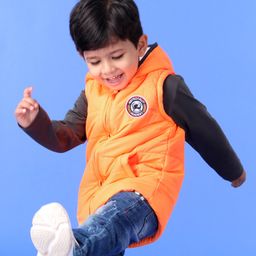 Babyhug Sleeveless Hooded Jacket - Orange-picture-46