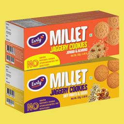 Early Food Jowar & Dry Fruit Jaggery Cookies Pack - Organic Sweetened, Preservative-Free, 8M-3Y - 300gm-15