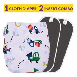 Bembika Reusable Pocket Cloth Diaper With 2 Bamboo Charcoal Inserts - White-10