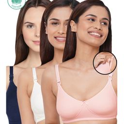 Inner Sense Pack Of 3 Organic Cotton Antimicrobial Soft Nursing Bra - Multicolor-picture-24