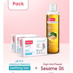 Babyhug Advanced Cold Pressed Extra Virgin Sesame oil 200 ml & Babyhug Pro pH 55 Moisture Balance Bathing Bar - 75 gmx 2-image-32