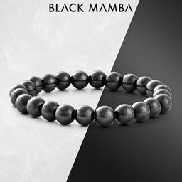 BLACK MAMBA Hematite Natural Stone Stretchable Unisex Bracelet-image-51