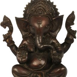 Exotic India Brown Lord Ganesha Religious Idol Showpiece-image-54