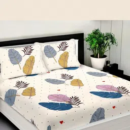 King Size Double Bed Elastic Fitted Bedsheet with 2 Pillow Cover-23