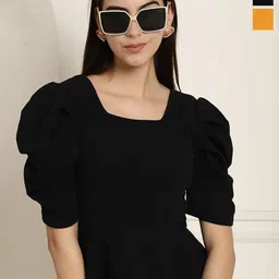 Metronaut Puff Sleeve Peplum Top-picture-24