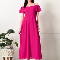 Tushita Women Flared Sleeve Shoulder Straps Maxi Dress-picture-16