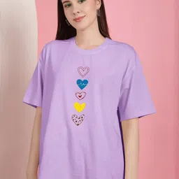 NATRIS Women Lavender Cotton Tshirts-picture-16