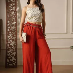 Globus Women Rust Flared Fit Palazzo-picture-5