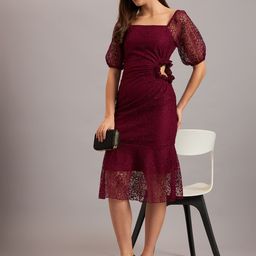 Eavan Women Self Design Peplum Midi Dress-image-7