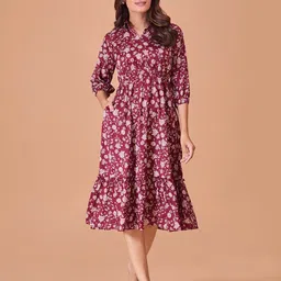 Fashfun Floral Print Fit & Flare Midi Dress-picture-12