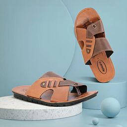 RIFOF Men Brown PU Flip Flops-image-45