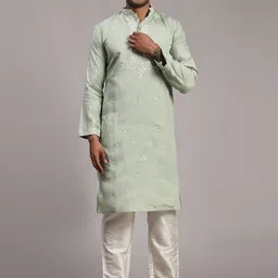 Rawayi Men Floral Embroidered Flared Sleeves Kurta-image-50