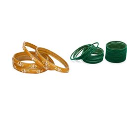 SOMIL Women Set Of 28 Artificial Stones And Beads Handcrafted Glass And Velvet Bangles-image-28