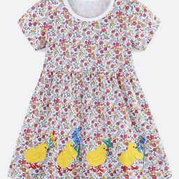 Oh Rare Girl Floral Print Round Neck Short Sleeves Fit & Flare Dress-image-81