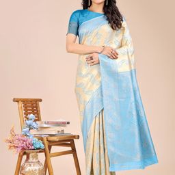 Astita Paisley Woven Design Zari Banarasi Saree-image-94