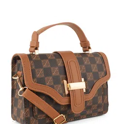 Flingo Checked PU Structured Satchel with image 4
