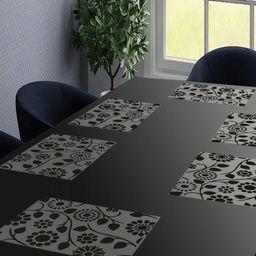 LooMantha Transparent & Black 6 Pieces  Printed Rectangular Table Placemats-21