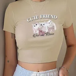 Sonic fashion Typographic Printed Crop Top-image-86