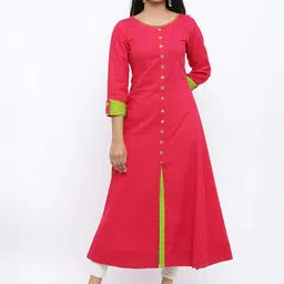 IKRASS Women Solid Festive Cotton Straight Kurtas-picture-37