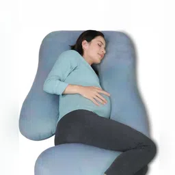 Pum Pum Turquoise Blue Fibre Filled Faux Velvet Ultra Soft Maternity Pillow-image-80