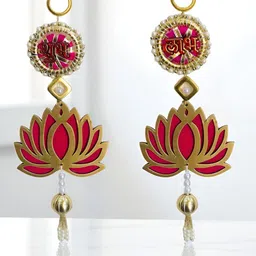 GADINFASHION 2Pcs Pink & White Shubh-Labh Door Hanging Torans-picture-37