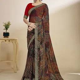 Panzora Geometric Printed Saree With Blouse Piece-image-22