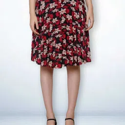 Jinfo Printed Knee Length Flared Skirt With Attached Shorts-image-54