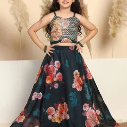 FASHION DREAM Girls Embroidered Ready to Wear Lehenga &-picture-14