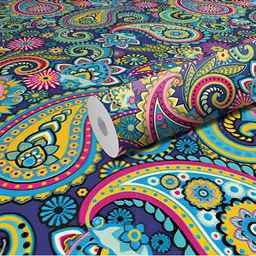 DeCorner Yellow & Blue Printed Self Adhesive Wallpaper-picture-29