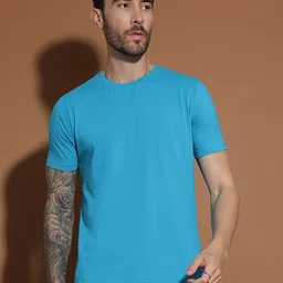 EPPE Men Antimicrobial Solid Round Neck Cotton Slim Fit T-shirt-image-18