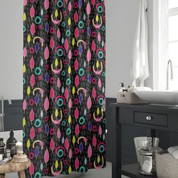 ArtzFolio Black & Pink Printed Waterproof Shower Curtain-image-99