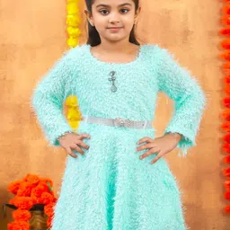 Sangria Girls Winter Woolen Dress With Belt-picture-58