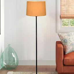Homesake Yellow & Black Metal Cylinder Shaped Floor Lamp-16
