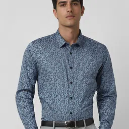V Dot Men Slim Fit Spread Collar Floral Printed Cotton Formal Shirt-image-41