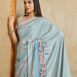 NIWAA Kalamkari Silk Blend Saree-picture-18