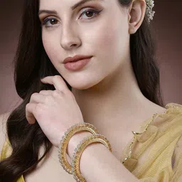 BeautyTrends Set Of 4 Gold-Plated AD Studded Bangles image 4