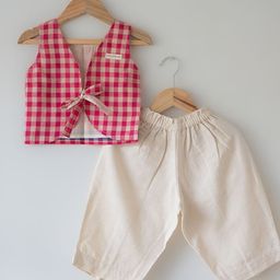 LOVE THE WORLD TODAY Girls Checked Top with Trouser-image-45
