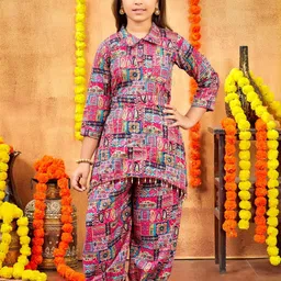 Sangria Girls Pink Pure Cotton Kurta Sets-picture-38
