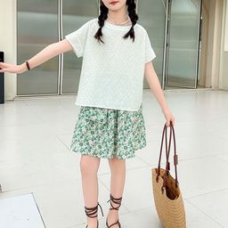 StyleCast x Revolte Girls Polka Dot Printed Pure Cotton T-shirt With Skirt-image-52