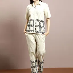 Athena Self-Design Pure Cotton Shirt & Trouser Co-Ords-80