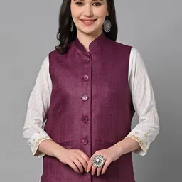 KALINI Women Mandarin Collar Nehru Jacket-image-41