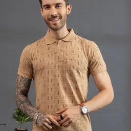 Dadu Dayal Men Bio Finish Striped Polo Collar Cotton T-shirt-picture-3