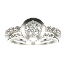 VALANOVA White Gold Plated Sterling Silver Certified 0.09 Ct Lab Grown Diamond Ring-image-26